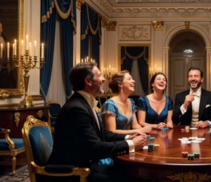 Ambiance de soirée poker récréative dans un salon impérial