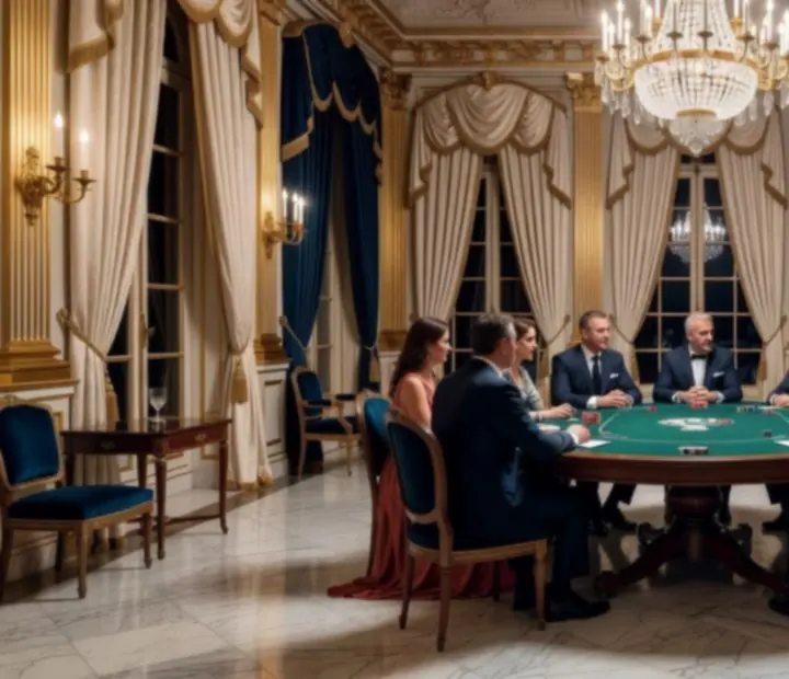 Salon impérial français aménagé pour une réception de poker récréatif