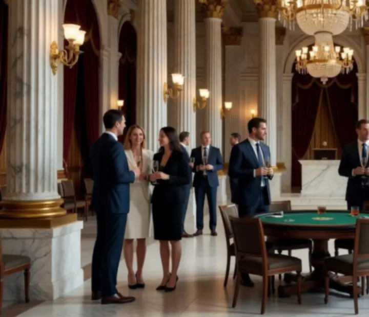 Réception professionnelle intégrant une animation de poker social dans un cadre haut de gamme