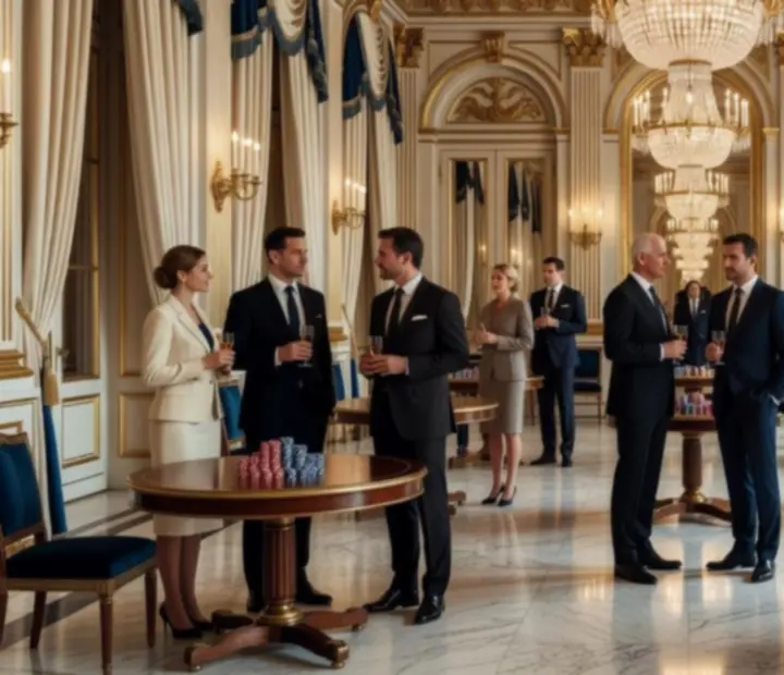 Soirée poker récréative d’entreprise organisée dans un salon de style Empire Napoléonien