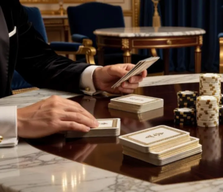 Table de poker animée lors d’un événement privé dans un décor impérial